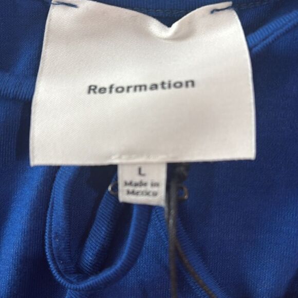 Reformation Sabine Knit Dress Royal Large NWT $218 - Picture 8 of 8